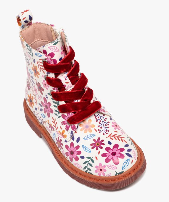 Bottines à lacets en velours avec zip intérieur fille  vue5 - LOVELY WINGS GEMO FOR GOOD - GEMO
