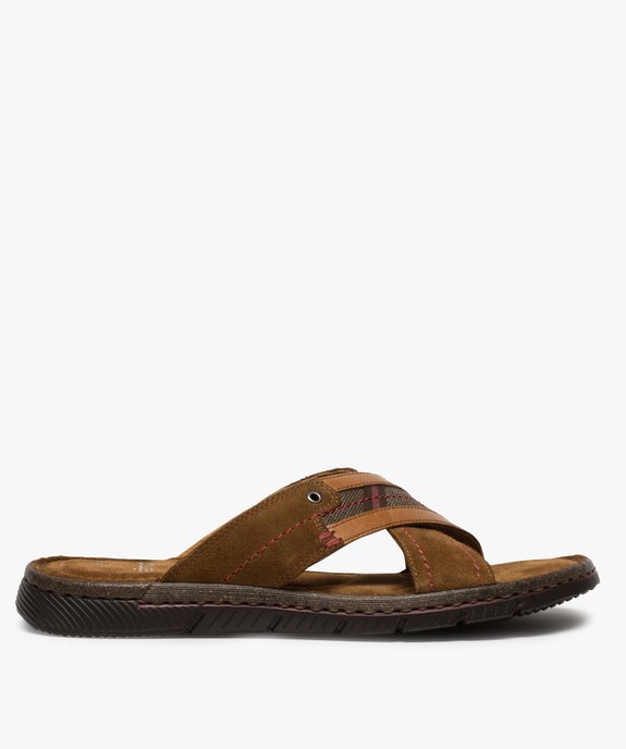 Mules homme en cuir à larges brides croisées vue1 - GEMO (CASUAL) - GEMO