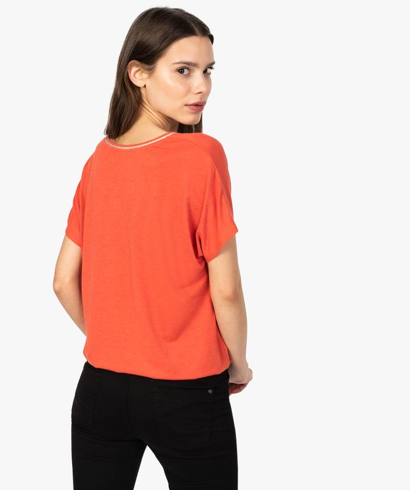 Tee-shirt femme ample à paillettes, col V et bas élastiqué vue3 - GEMO(FEMME PAP) - GEMO