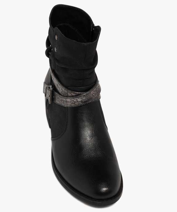 Boots femme à petit talon avec col effet plissé et brides fantaisie vue6 - EMILIA ROSA G4G - GEMO
