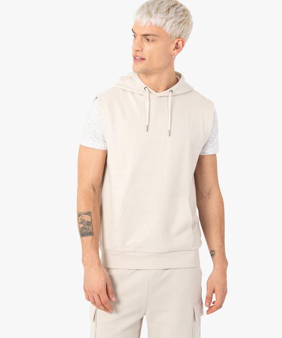 Sweat homme à capuche sans manches vue1 - GEMO (HOMME) - GEMO