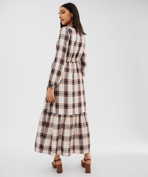 Robe chemise longue en viscose à carreaux femme vue3 - GEMO(FEMME PAP) - GEMO