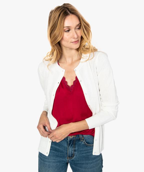 Gilet femme boutonné coupe classique et col rond vue1 - GEMO (MAILLE) - GEMO