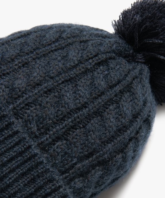 Bonnet en maille torsadée avec pompon bébé garçon vue2 - GEMO(BEBE DEBT) - GEMO
