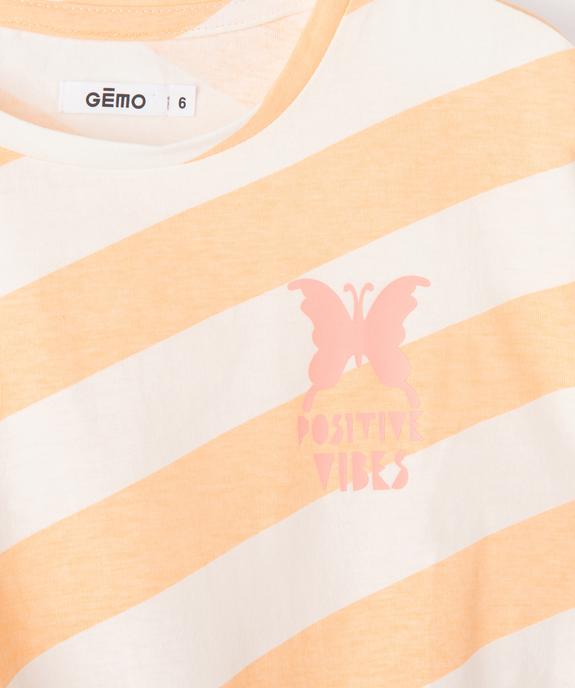 Tee-shirt fille coupe ample noué dans le bas vue2 - GEMO 4G FILLE - GEMO