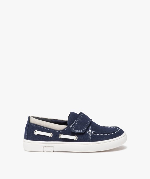 Chaussures bateau bébé garçon unies en suédine avec scratch vue1 - GEMO 4G GARCON - GEMO