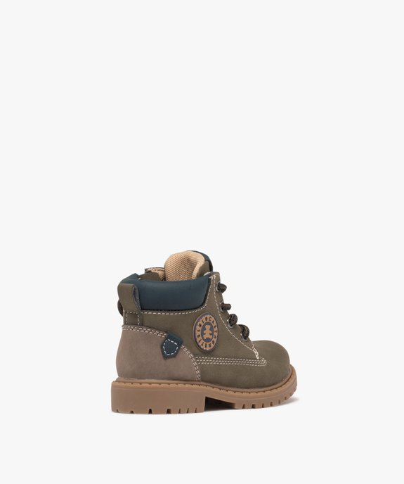 Boots bébé garçon mid-cut lisses à lacets et à zip - LuluCastagnette vue4 - LULU CASTAGNETT - GEMO
