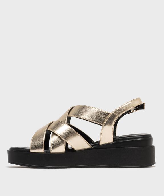 Sandales à talon compensé et brides entrelacées femme - 5 Miles vue3 - 5 MILES - GEMO