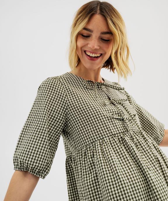 Robe courte à motif vichy femme vue2 - GEMO(FEMME PAP) - GEMO