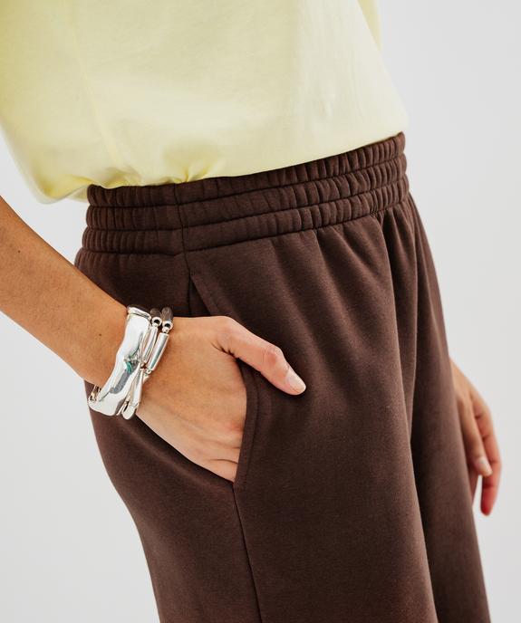 Pantalon de jogging en molleton uni à taille élastiquée femme vue2 - GEMO 4G FEMME - GEMO