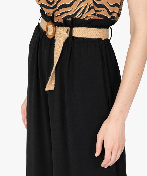 Pantalon femme large et fluide à taille haute froncée vue2 - GEMO(FEMME PAP) - GEMO