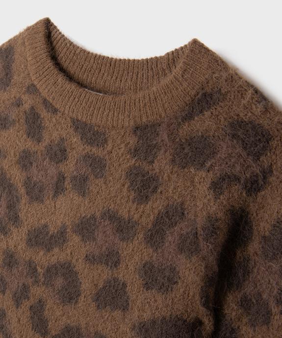 Pull duveteux imprimé léopard fille vue2 - GEMO (JUNIOR) - GEMO