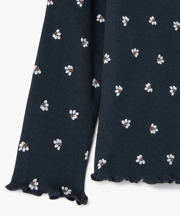 Tee-shirt fille à manches longues et col cheminé motif fleuri vue2 - GEMO (ENFANT) - GEMO