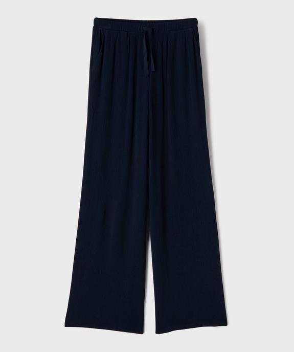 Pantalon large et fluide en viscose froissée fille vue1 - GEMO (JUNIOR) - GEMO