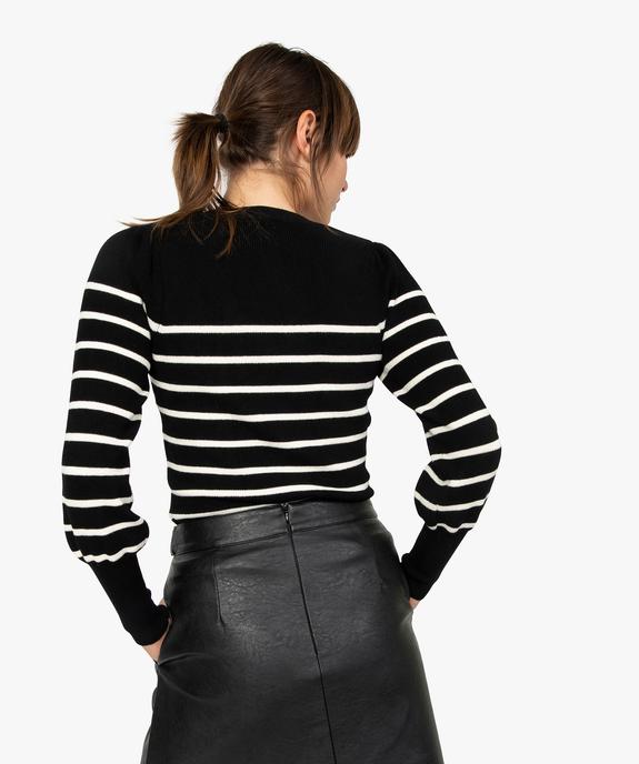 Pull femme marinière à manches bouffantes vue3 - GEMO(FEMME PAP) - GEMO