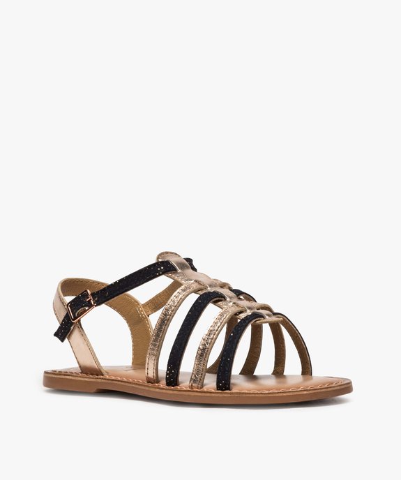Sandales fille style tropéziennes en cuir métallisé vue2 - GEMO (ENFANT) - GEMO