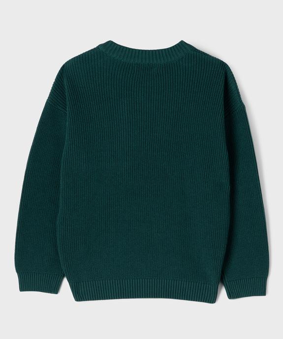 Pull en maille côtelée à poche poitrine garçon vue3 - GEMO (ENFANT) - GEMO
