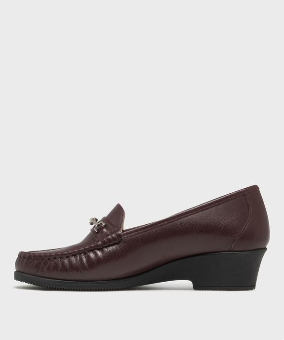Mocassins confort dessus cuir et talon compensé femme vue3 - G'FLEX - GEMO