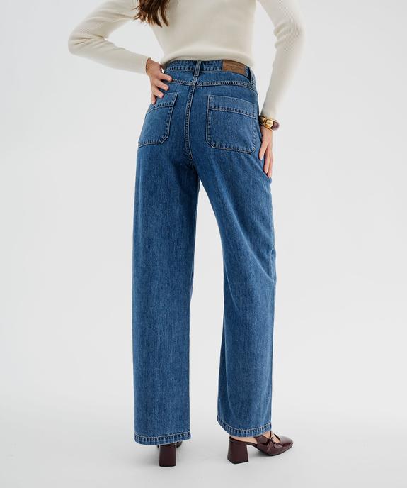 Jean wide leg taille haute avec poches plaquées femme  - LuluCastagnette vue3 - LULU CASTAGNETTE GEMO FOR GOOD - GEMO