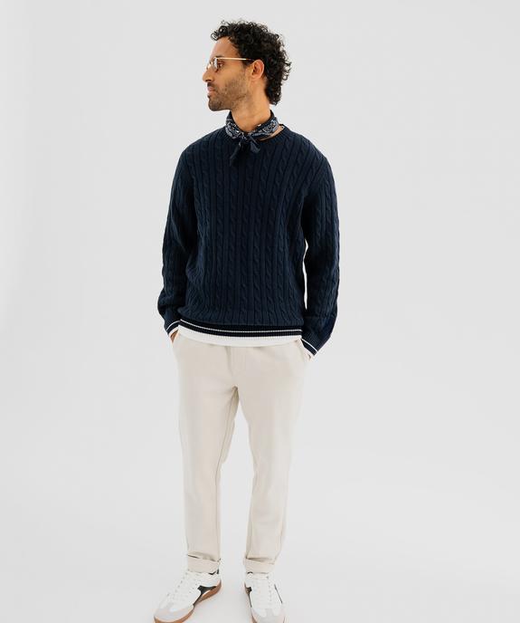 Pull col rond en coton à torsades homme vue4 - GEMO (HOMME) - GEMO