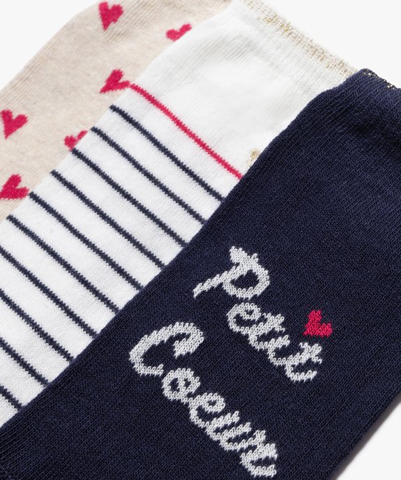 Chaussettes ultra coutes à motif cœurs fille (lot de 3) vue4 - GEMO (ENFANT) - GEMO
