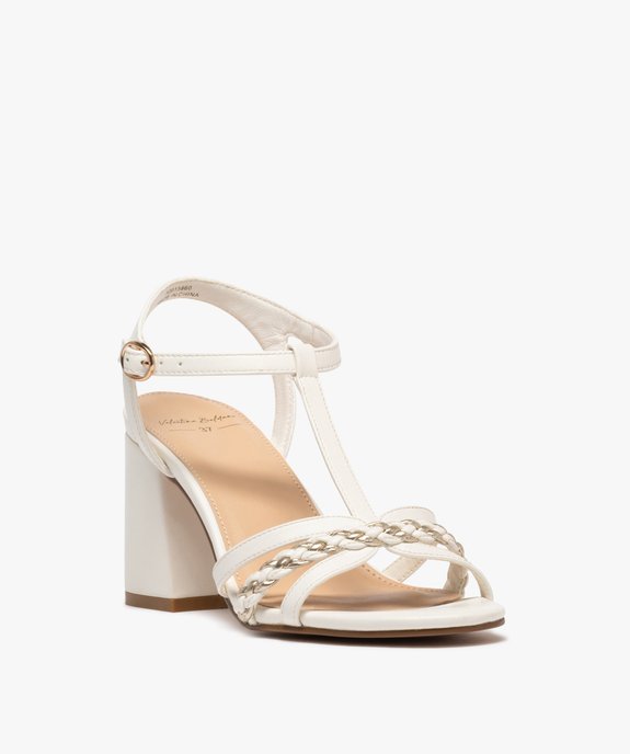 Sandales à talon et brides tressées brillantes femme vue3 - VALENTINA BALDA - GEMO
