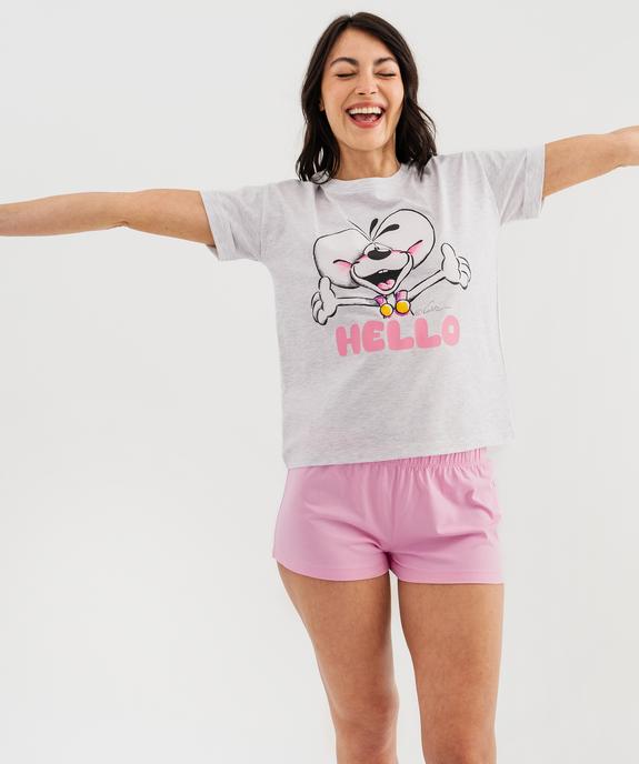 Pyjashort bicolore avec motif femme - Diddl vue1 - DIDDL - GEMO