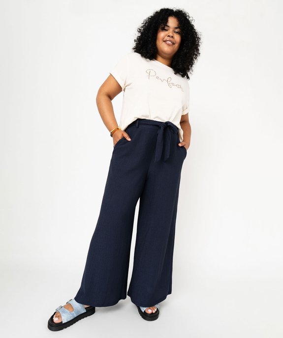 Pantalon large et fluide en matière froissé femme grande taille vue5 - GEMO (G TAILLE) - GEMO