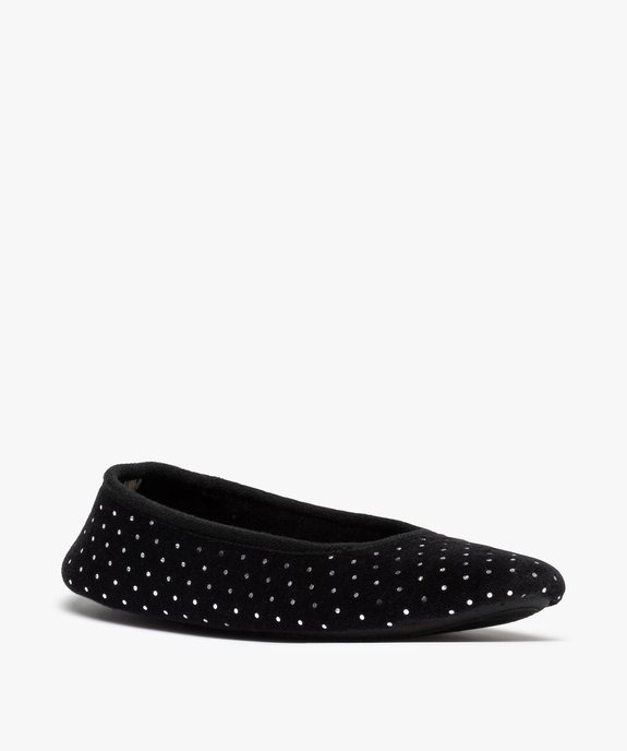 Chaussons femme ballerines en velours à pois métallisés vue2 - GEMO(HOMWR FEM) - GEMO