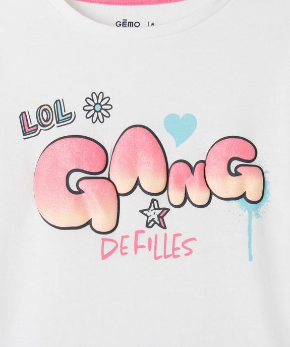 Tee-shirt à manches longues avec inscription en relief fille  vue4 - GEMO 4G FILLE - GEMO