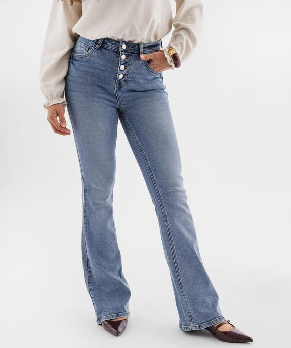 Jean bootcut taille haute en denim stretch femme vue1 - GEMO 4G FEMME - GEMO