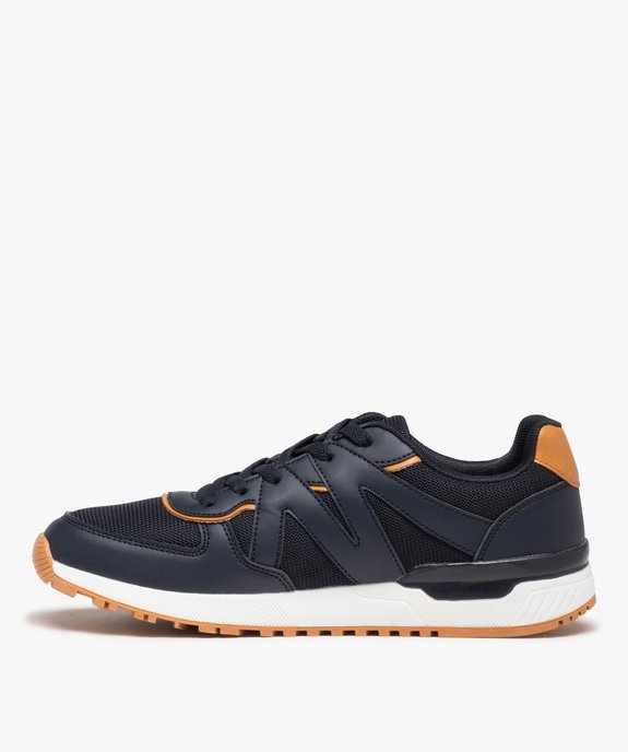 Baskets homme multicolores et multi-matières à lacets vue4 - GEMO (CASUAL) - GEMO