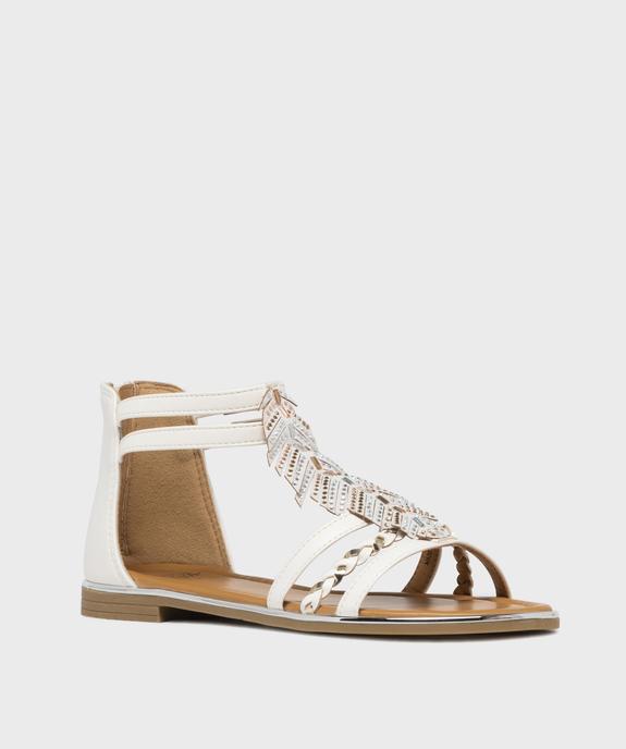 Sandales plates à brides avec fermeture zip au talon femme - Emilia Rosa vue3 - EMILIA ROSA - GEMO