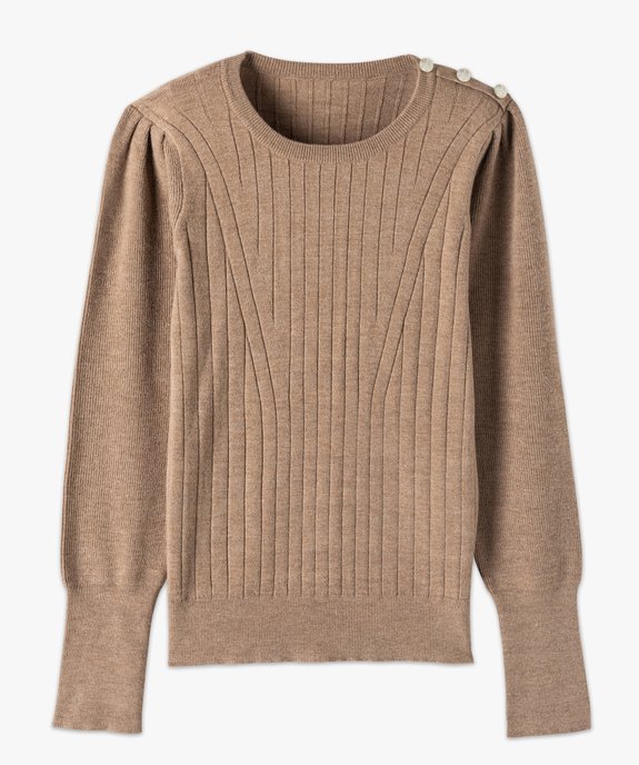 Pull femme avec manches froncées et boutons sur l’épaule vue4 - GEMO(FEMME PAP) - GEMO