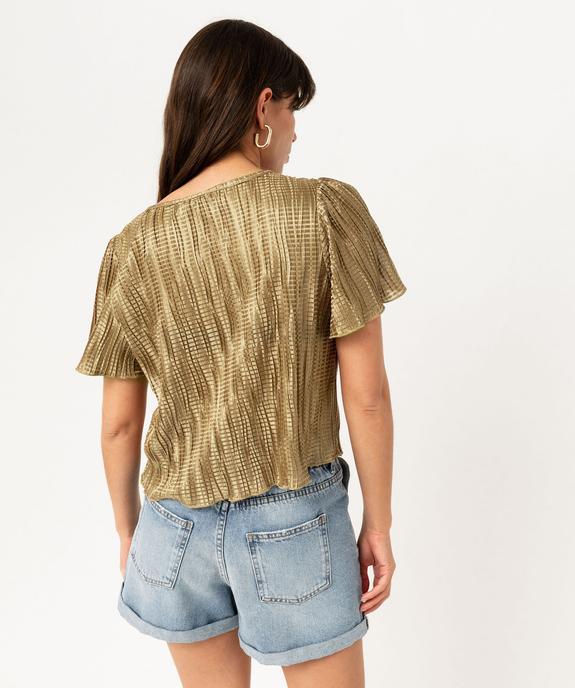 Blouse à manches courtes en maille gaufrée scintillante femme vue3 - GEMO(FEMME PAP) - GEMO