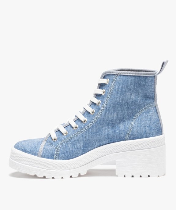 Tennis femme mid-cut en toile unie à talon et semelle crantée vue3 - GEMO (SPORTSWR) - GEMO