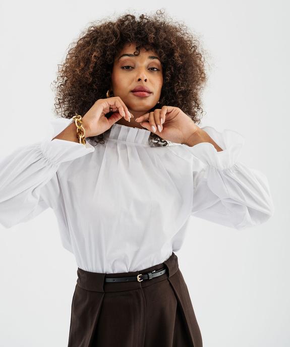 Blouse en coton stretch avec finitions froncées femme vue2 - GEMO(FEMME PAP) - GEMO