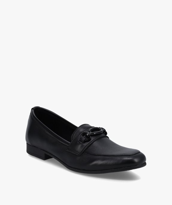 Mocassins femme à talon plat dessus cuir uni - Tanéo vue3 - TANEO - GEMO