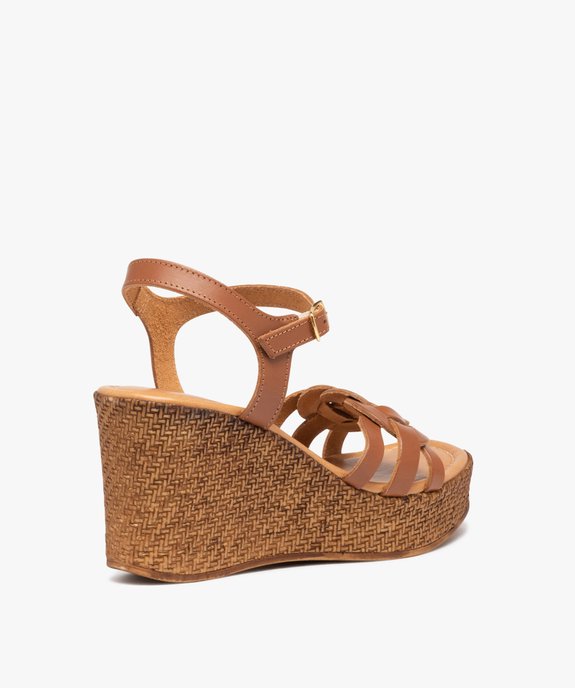 Sandales compensées à brides tressées et semelle fantaisie femme vue4 - GEMO(URBAIN) - GEMO