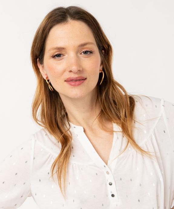 Tee-shirt à manches longues imprimé avec col boutonné femme vue5 - GEMO 4G FEMME - GEMO