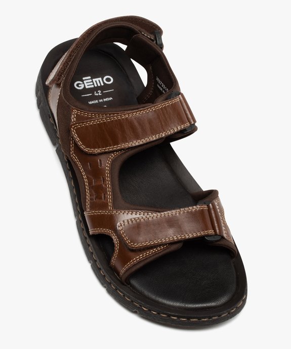 Sandales homme sport dessus cuir uni  vue5 - GEMO (CASUAL) - GEMO