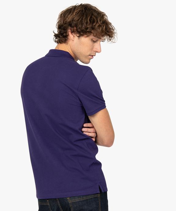 Polo homme à manches courtes en coton biologique vue3 - GEMO 4G HOMME - GEMO