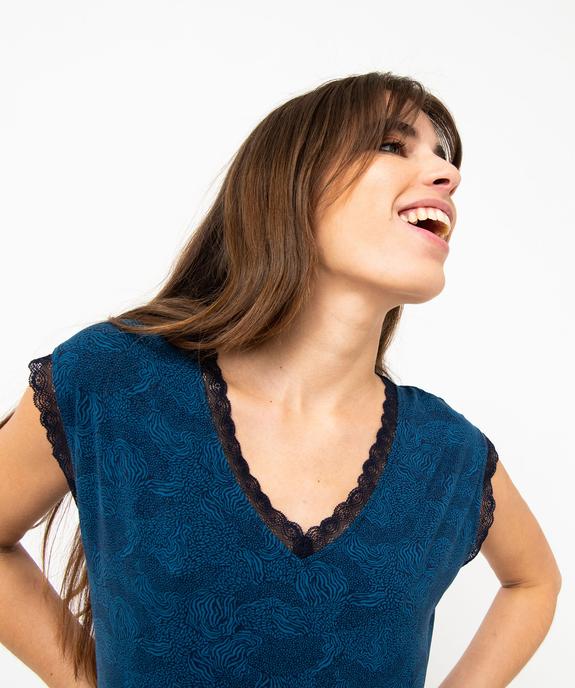 Tee-shirt femme imprimé avec finitions dentelle vue2 - GEMO 4G FEMME - GEMO