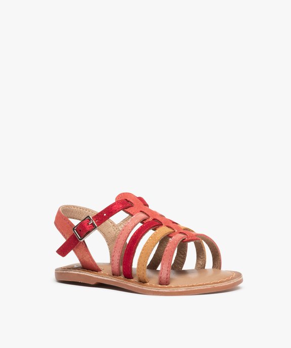 Sandales fille en cuir dessus brides métallisées vue2 - GEMO (ENFANT) - GEMO