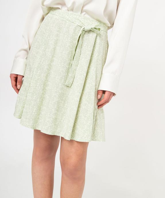 Jupe trapèze fluide à motif fleuri et ceinture à nouer vue2 - GEMO 4G FEMME - GEMO
