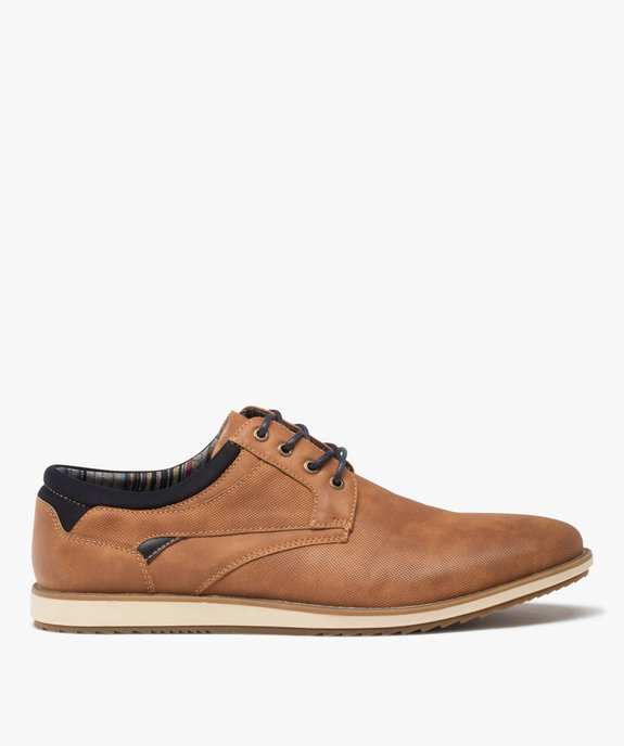 Derbies homme unis à semelle contrastante vue1 - GEMO(URBAIN) - GEMO