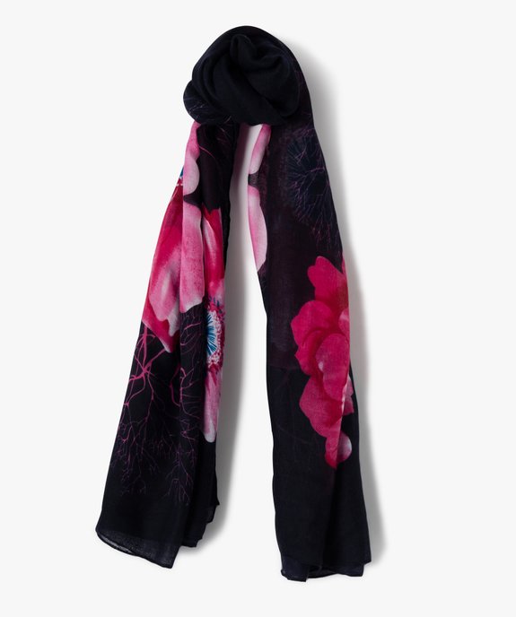 Foulard femme rectangulaire imprimé fleurs vue1 - GEMO 4G FEMME - GEMO