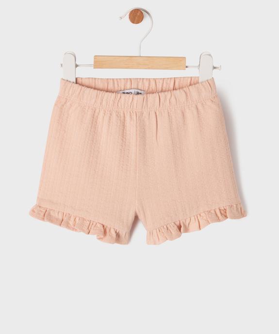 Short en jersey de coton texturé à taille élastiquée bébé fille vue1 - GEMO 4G BEBE - GEMO
