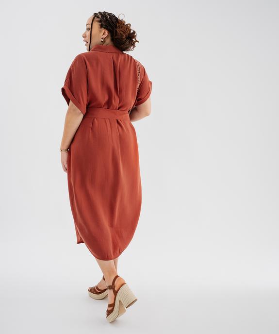 Robe chemise longue à manches courtes en maille fluide femme grande taille vue4 - GEMO 4G GT - GEMO