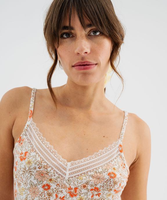 Haut de pyjama à fines bretelles et dentelle femme vue2 - GEMO 4G FEMME - GEMO